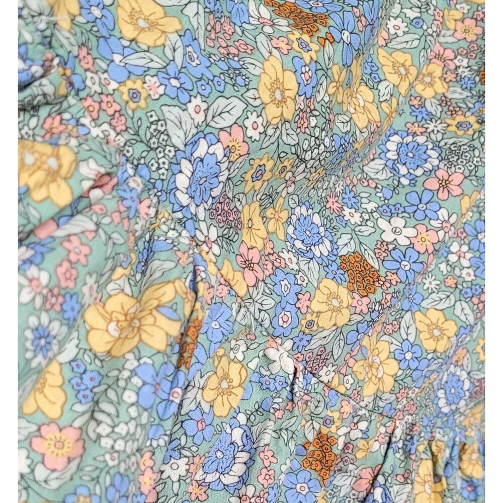 MABLE Cottagecore Tiered Maxi Shirt Dress Groovy Floral Print Spring Vacation - Picture 16 of 16